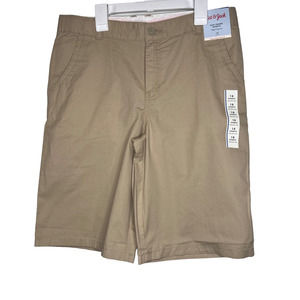 Cat & Jack Girls' School Flat Front Uniform Chino Shorts Khaki Size 18 NWT